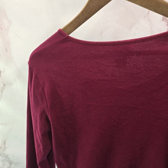 J Jill Shirt Womens Small P Petite True Red Long Sleeve Pullover Scoop Neck - Picture 7 of 9